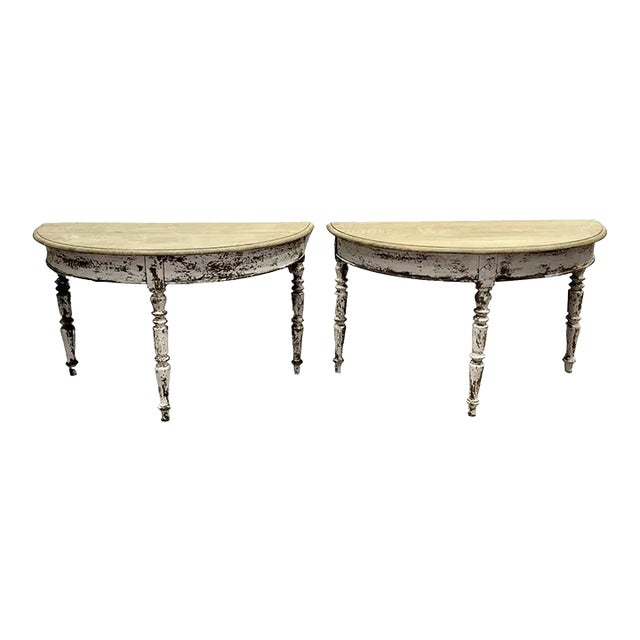 Italian Painted Console Tables 19th C - a Pair For Sale