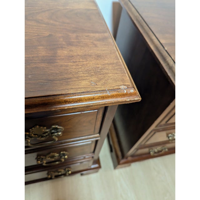 Vintage Pennsylvania House Cherry Night Stand Pair Chippendale Style For Sale - Image 17 of 18