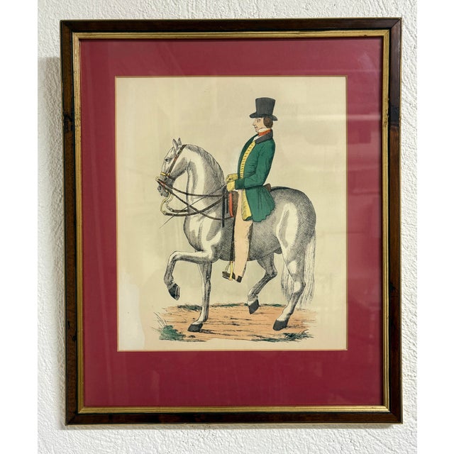 Dark Green Mid-Century Vintage Framed Equestrian Print For Sale - Image 8 of 8