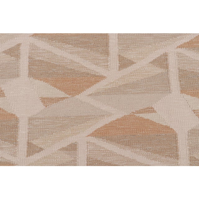 Mid-Century Modern Rug & Kilim’s Scandinavian Style Geometric Rug in Beige, White and Terracotta 12x18 For Sale - Image 3 of 8