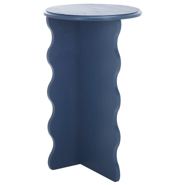 Lilith Wavy Accent Table in Blue For Sale In Philadelphia - Image 6 of 8
