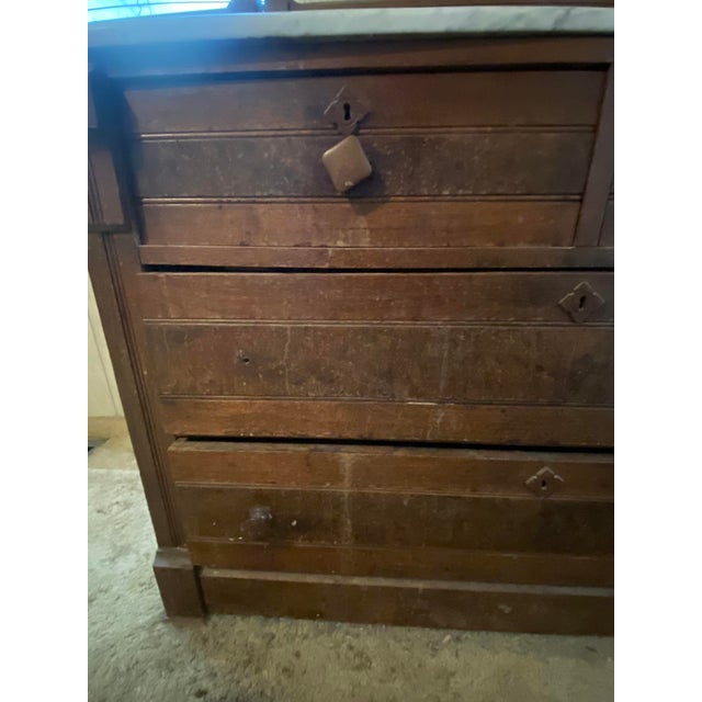 Late 19th Century Late 19th Century Victorian Eastlake Style Dresser With Marble Top and Attached Mirror For Sale - Image 5 of 5