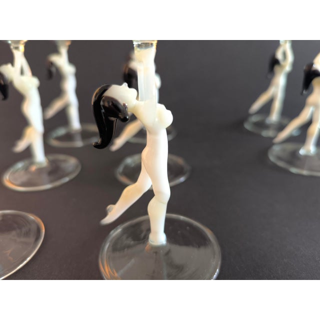 Black Liqueur and Wine and Champagne Glasses from Lauscha, 1940s, Set of 18 For Sale - Image 8 of 15