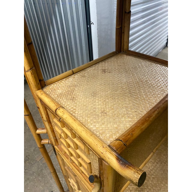 70s Bohemian Rattan and Bamboo Wall Unit Étagère. For Sale - Image 10 of 12