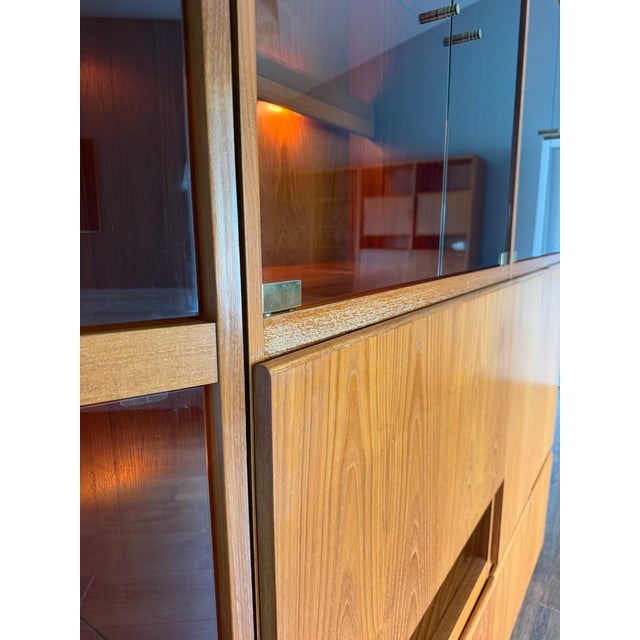 1970s Belgian Modern RVC Royal Viking Contemporary 4-Piece Lighted Wall Unit & Bar, 103" For Sale - Image 11 of 14
