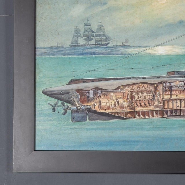 Charles John De Lacy, Warship Illustrations, Late 19th or Early 20th Century, Oil Paintings on Board, Framed, Set of 2 For Sale - Image 8 of 15