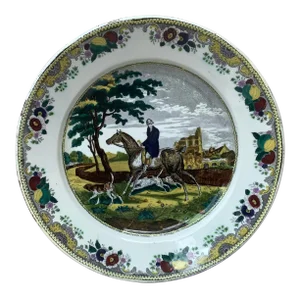 1840 Choisy Le Roi French Transferware Horseman Hunter Platter
