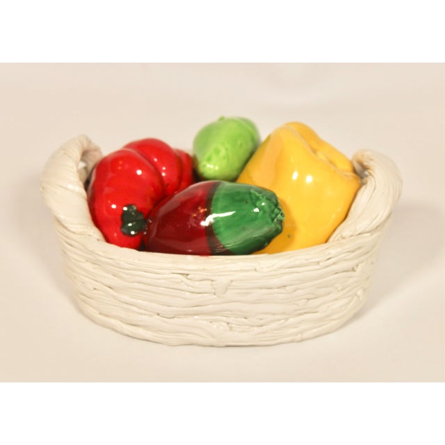 Italian Mid 20th Century Italian Ceramic Vegetable Basket For Sale - Image 3 of 10