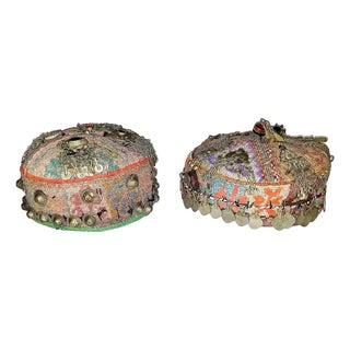 1950s Pair of Embroidered Tribal Wedding Hats For Sale