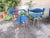 Vintage Armchairs in Aluminum and Blue Foam Material by Ferdinand Alexander Porsche for Ycami Edizioni, 1980s, Set of 4 For Sale - Image 10 of 13