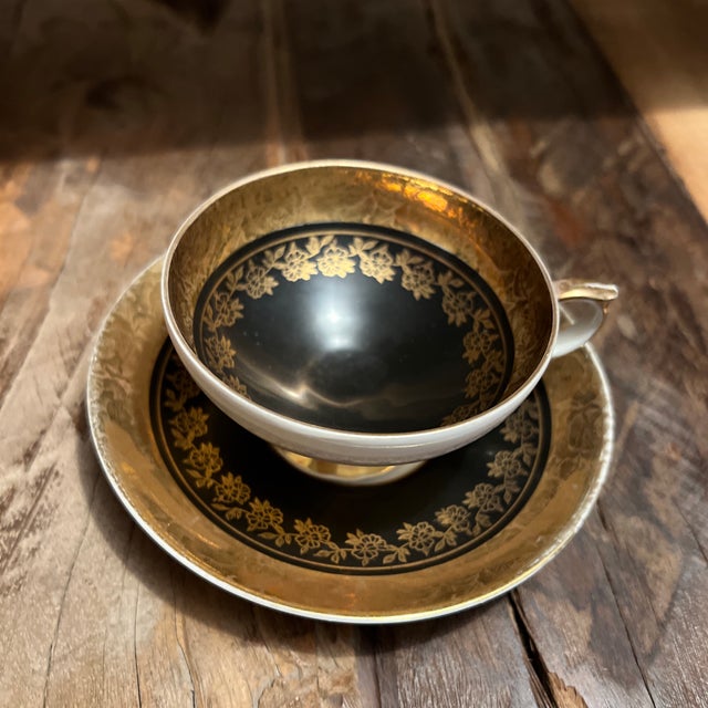 Mid-Century Modern Vintage Bavarian Demitasse Espresso Cup & Saucer, Turkish Coffee Cup For Sale - Image 3 of 12