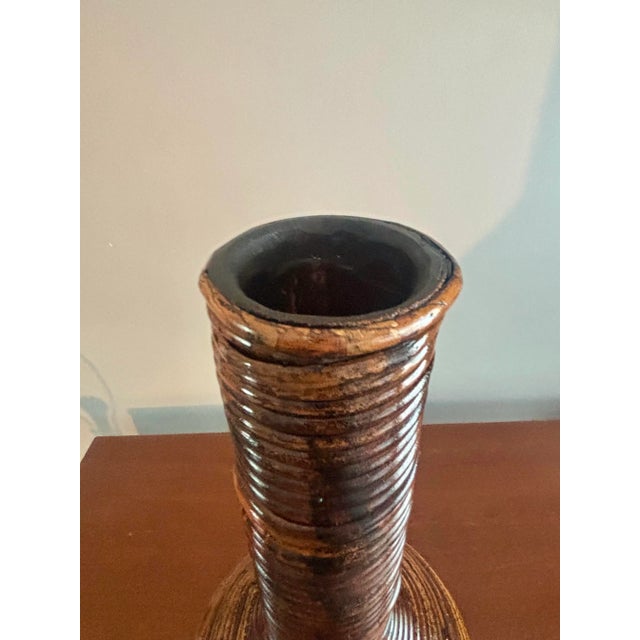 Vintage Coastal Split Burnt Bamboo Floor Vase For Sale - Image 4 of 5