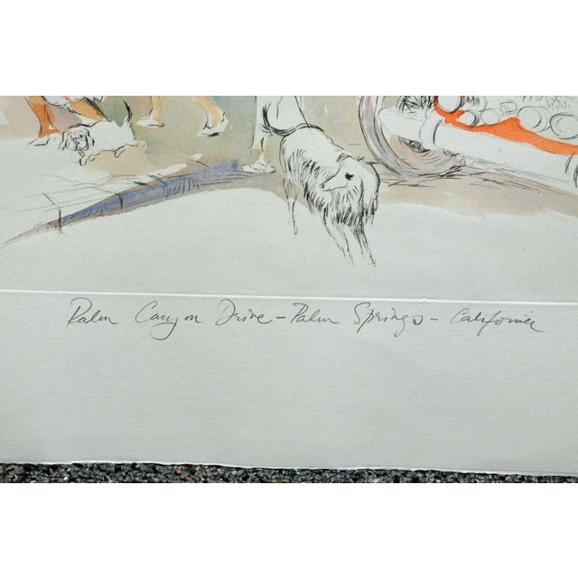 William Papas "Palm Canyon Drive Palm Spring" H.Signed Hand Colored Etching #32 For Sale - Image 4 of 5
