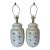 Vintage 1970s Blue and Beige Cottage Chic Ceramic Ginger Jar Table Lamps - a Pair For Sale
