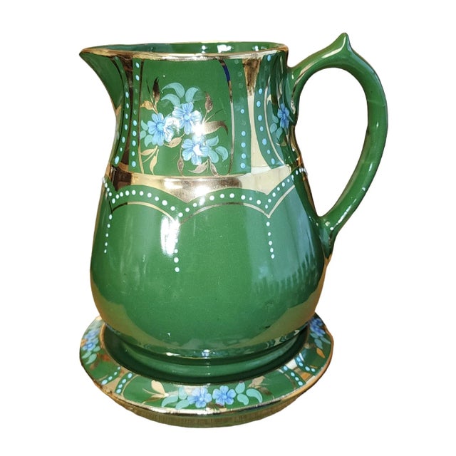 Art Deco Early 1900s Early Colclough Royal Stanley Ware Pitcher and Stand - Set of 2 For Sale - Image 3 of 8
