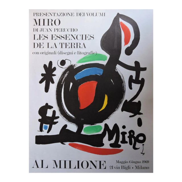 Joan Miró, In Milione, Lithograph Poster, 1969 For Sale