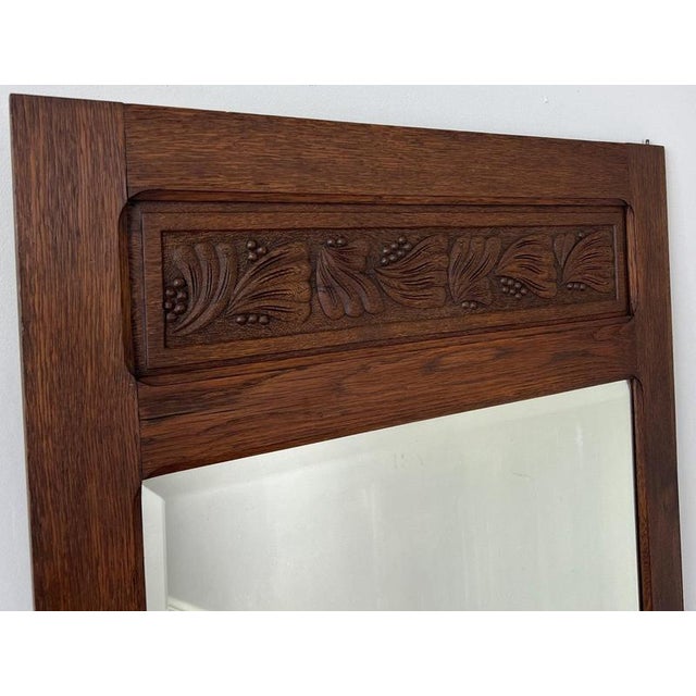 French Style Mirror in Carved Oak For Sale - Image 3 of 10