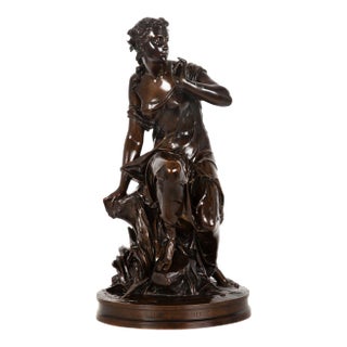 French Bronze Sculpture “La Fil De La Vierge” by Pierre-Emile Hebert Ca. 1880 For Sale