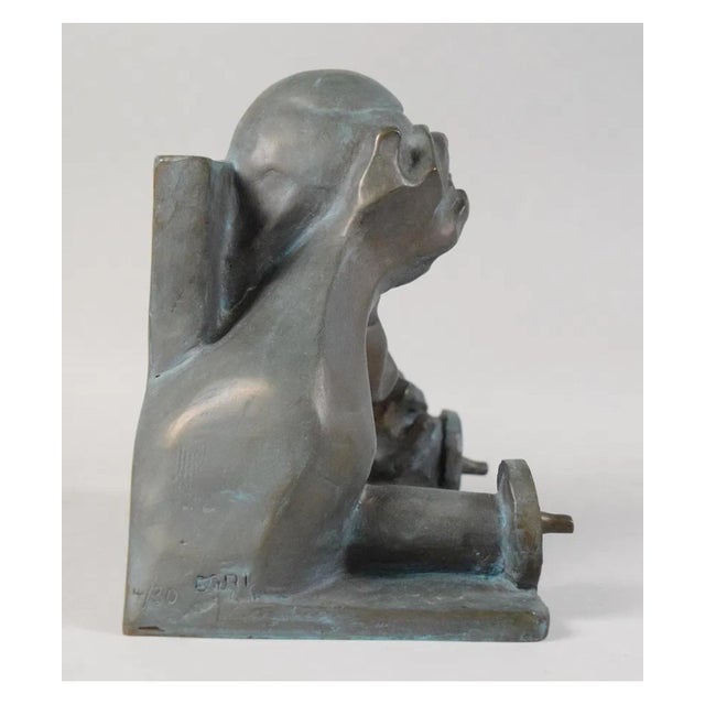 Ted Egri, Ted Egri Taos Modernist Judaica Cubist Bronze Sculpture Rabbi & Torah WPA Artist For Sale - Image 11 of 14