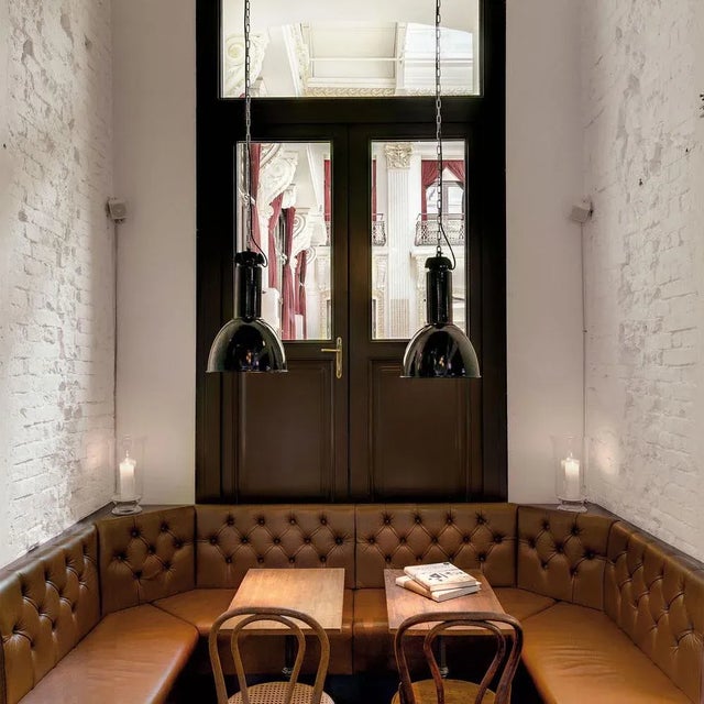 1920s Vintage Industrial Pendant Light in Black Enamel, 1930s For Sale - Image 5 of 6