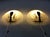 Set of 2 beautiful glass wall lamps by hillebrand, germany. brass wall and shade fastenings, thick murano glass shell-...