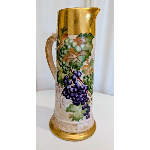 Early 20th Century Heavily Gilded C&d Limoge Tankard / Art Nouveau Style Pitcher With Grapevines For Sale - Image 4 of 6