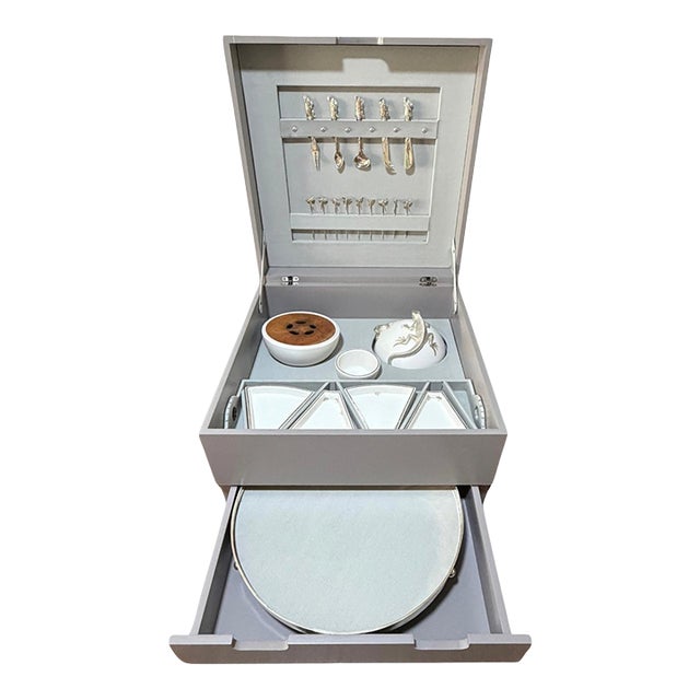 Emilia Castillo Porcelain and Silver 24 Piece Serving Service Mexico With Storage Box - 25 PCS For Sale