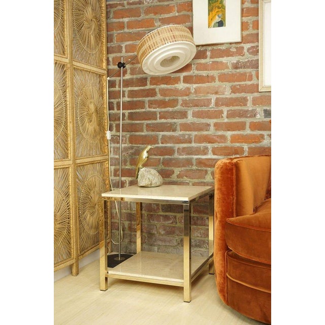 Mid-Century Modern Side Tables in Travertine and 24 Carat Gold from Belgo Chrom / Dewulf Selection, 1970s, Set of 2 For Sale - Image 3 of 9