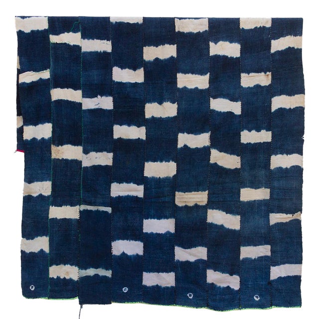 Bold Block Indigo Mud Cloth Throw For Sale