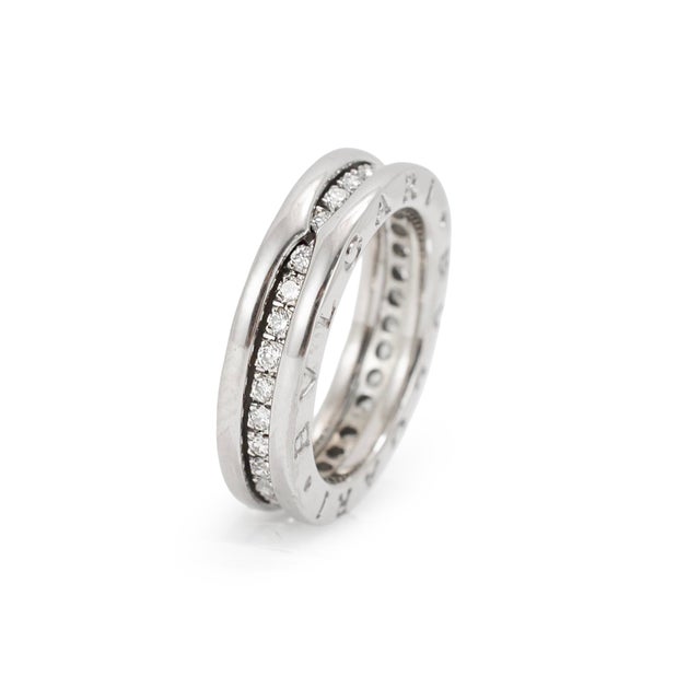 Bvlgari b.zero1 18k White Gold Pavé Diamond Band Ring, Size 5 For Sale - Image 4 of 8