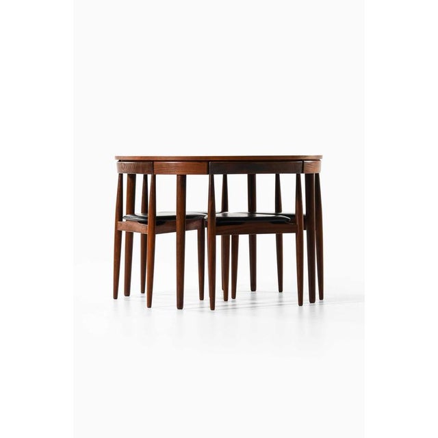 Dining Table and Chairs in Teak and Leather attributed to Hans Olsen for Frem Røjle, 1960s, Set of 5 For Sale - Image 3 of 9