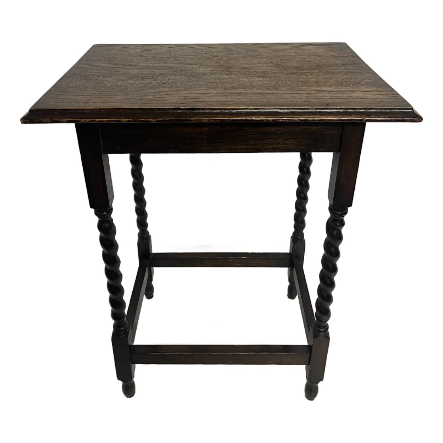 19th Century English Oak Barley Twist Rectangular Side Table | Chairish