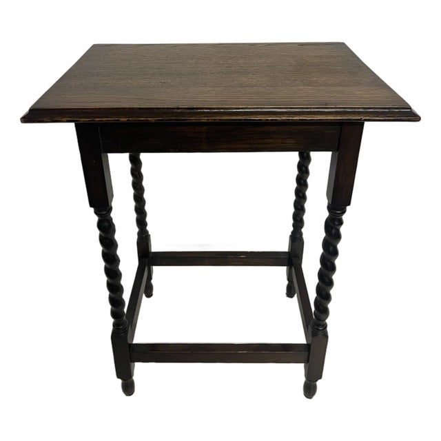 19th Century English Oak Barley Twist Rectangular Side Table For Sale