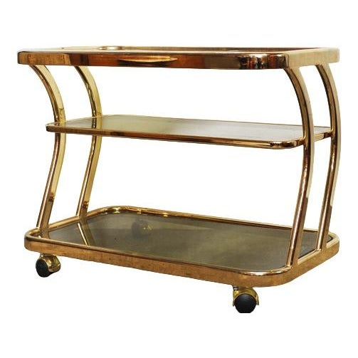 Brass and Smoked Glass Bar Cart attributed to Morex For Sale - Image 13 of 13