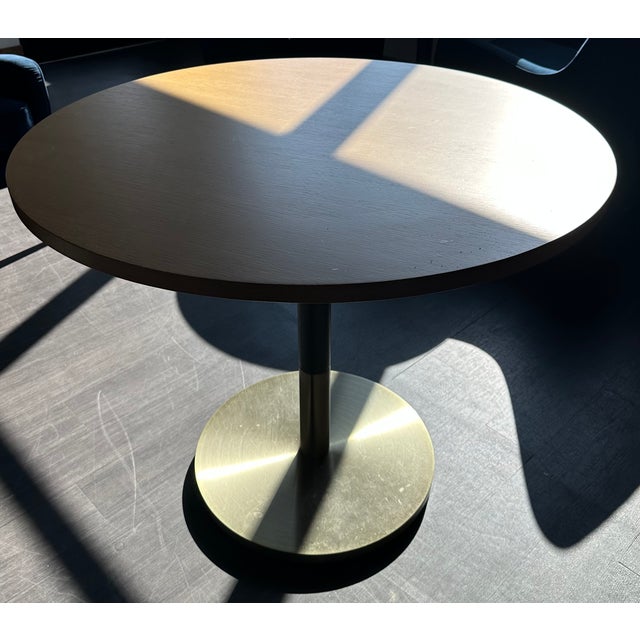 West Elm Round Restaurant Sand and Oak Dining Table Chairish