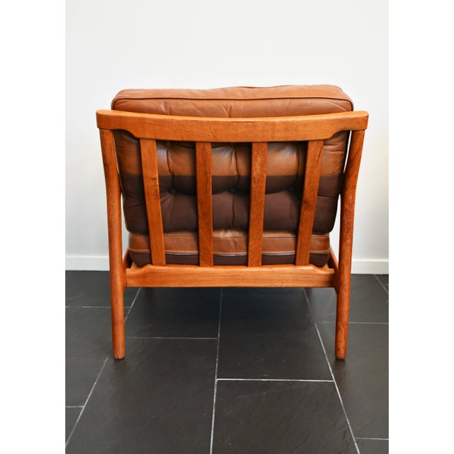 Swedish Teak and Leather Kuba Armchairs by Bertil Fridhagen for Br. Andersson, 1950s, Set of 2 For Sale - Image 4 of 11