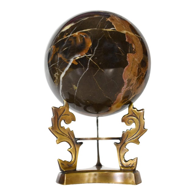 Late 20th Century Black Gold Onyx Orb Sphere Ball Figurine For Sale