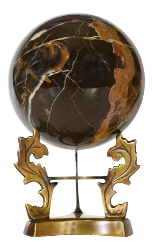 Late 20th Century Black Gold Onyx Orb Sphere Ball Figurine