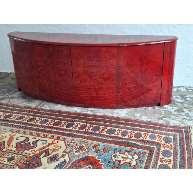 Italian Convex Sideboard in Lacquered Parchment by Aldo Tura For Sale - Image 9 of 17