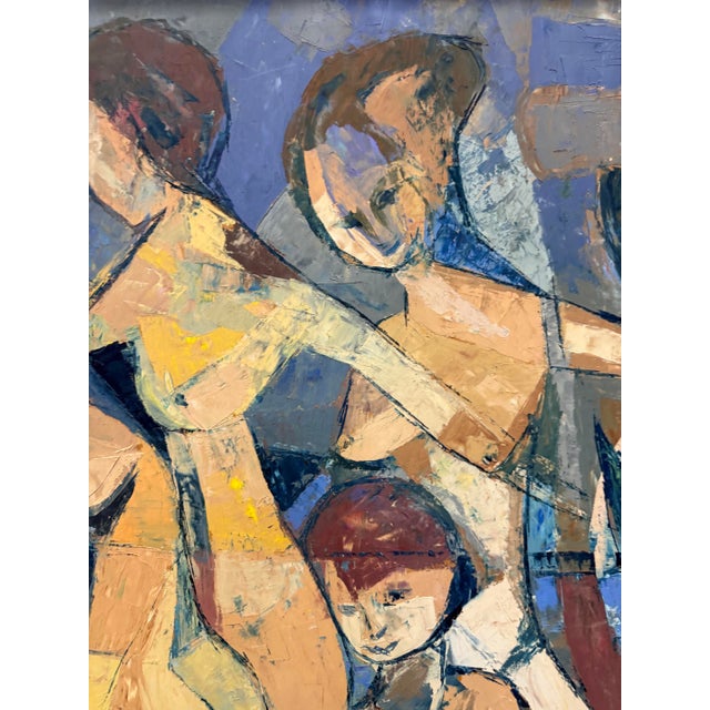 1960s Mid-Century Cubist Abstract Female Nudes Oil Painting by André Poirson For Sale - Image 5 of 11