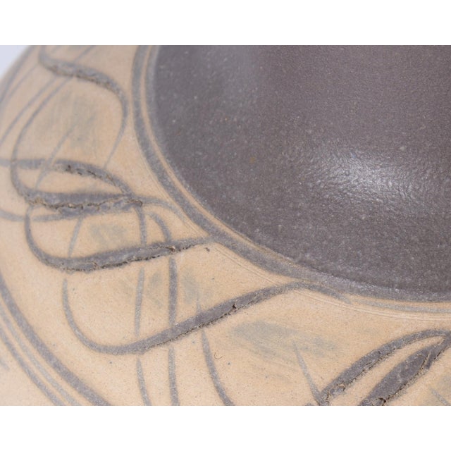 Ceramic Martz Marshall Studios Ceramic Table Lamp With Incised Design For Sale - Image 7 of 10