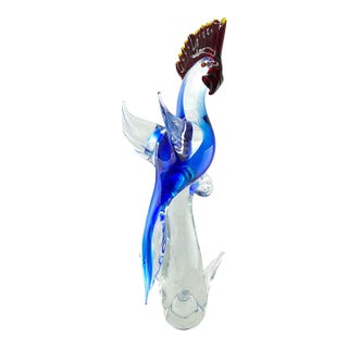 Alessandro Barbaro 20th Century Italian Murano Art Glass Cockatoo Bird Sculpture For Sale