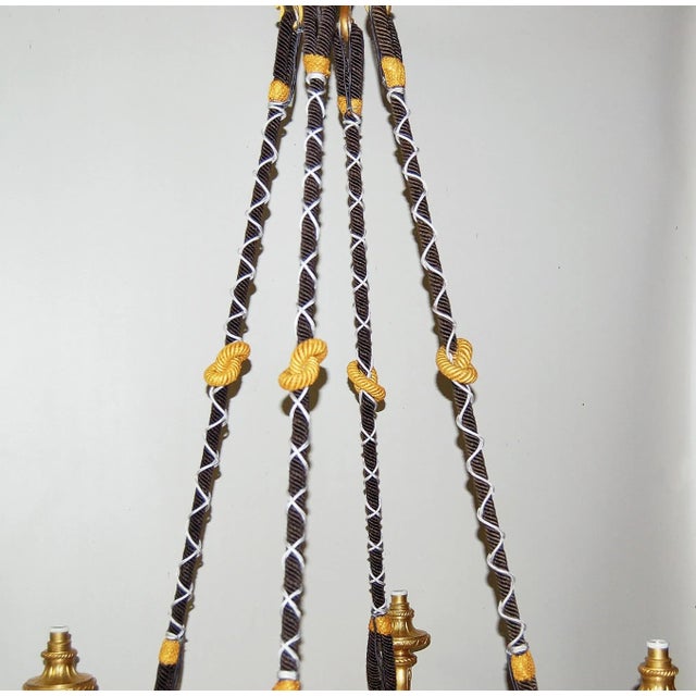 Antique Gilt Bronze and Alabaster Chandelier For Sale - Image 9 of 11