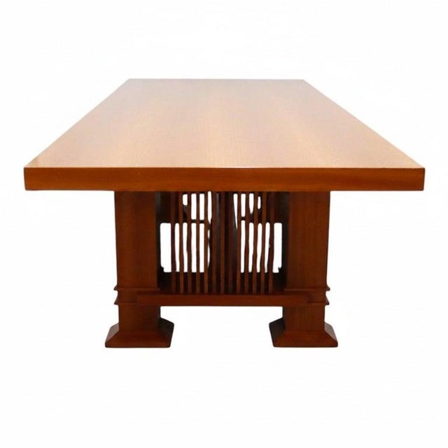 Italian 1980s Italian Atelier Int'l Frank Lloyd Wright “Allen” Cherry Conference Table Reprod. For Sale - Image 3 of 10