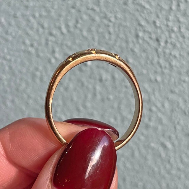 White Antique Circa 1900 18k Gold Star-Set Diamond Band For Sale - Image 8 of 10