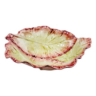 Large Italian Radicchio Majolica Serving Bowl, Bassano Del Grappa For Sale