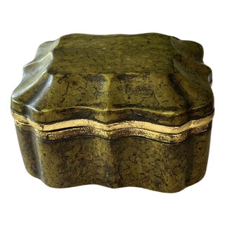 Vintage Italian Borghese Faux Tortoise Marbelized Ceramic Box For Sale