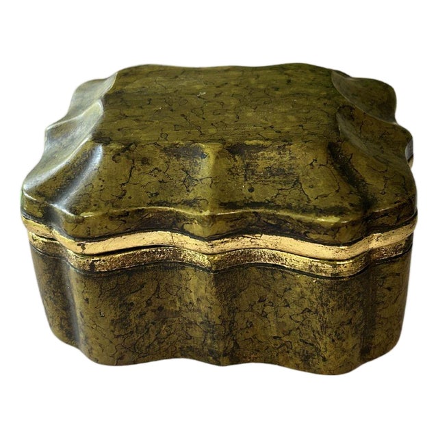 Vintage Italian Borghese Faux Tortoise Marbelized Ceramic Box For Sale