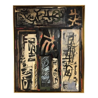 1964 Modern Abstract Decoupage and Mixed-Media Painting by Leonard Mauer, Framed For Sale
