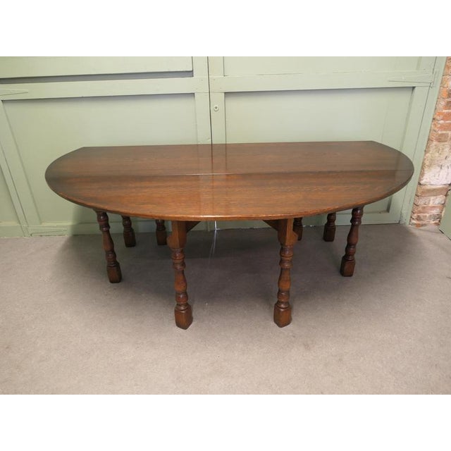 Large Oak Gate Leg Table, 1920 For Sale - Image 6 of 8